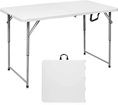 80160 Commercial Height Adjustable Folding Utility Table, 4 Feet, White  Granite