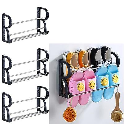 Yocice Wall Mounted Shoes Rack 6Pack with Sticky Hanging Strips, Plastic  Shoes Holder Storage Organizer,Door Shoe Hangers (SM03-Black-6)