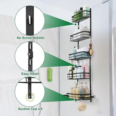 Thideewiz 4 Tier Hanging Shower Caddy Over Shower Head, Black Rustproof Shower  Organizer with Hooks, Anodized Aluminum Rod and Stainless Steel Shelf -  Yahoo Shopping