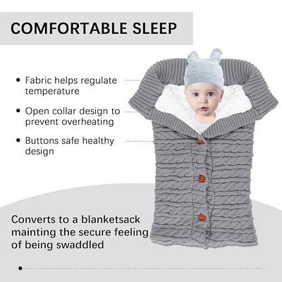 Baby Sleeping Bag Newborn Swaddle Warm Sleep Sack Outdoor Pram Knitted