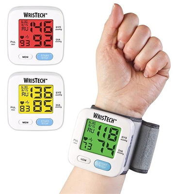 Aoibox Automatic Blood Pressure Monitor Wrist BP Monitor with Large LCD Display, Adjustable Wrist Cuff, 99x2 Sets Memory