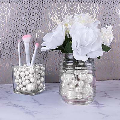 Purple and White Faux Pearl Bead and Snowflake Vase Filler