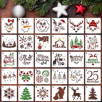 Large Christmas Stencils for Painting on Wood Reusable Merry