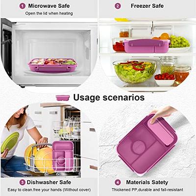 Amathley Lunch Box Kids,Bento Box Adult Lunch Box,Lunch Containers for  Adults/Kids/Toddler,1300ML-4 Compartment Bento Lunch Box,Microwave &  Dishwasher