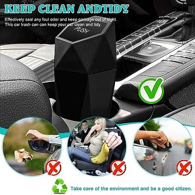 Accmor Car Trash Can with Lid, Mini Auto Dustbin Garbage Organizer with One  Roll Plastic Trash Bag, Automotive Garbage Container Bin for Vehicle