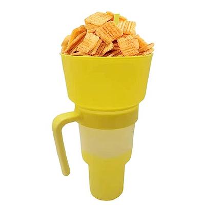 Snack and Drink Cup 2 in 1 Snack Bowl Cup Combo Stadium Tumbler Snack Bowl  Leakproof Portable Travel Snack & Drink Cup with Straw Color Changing