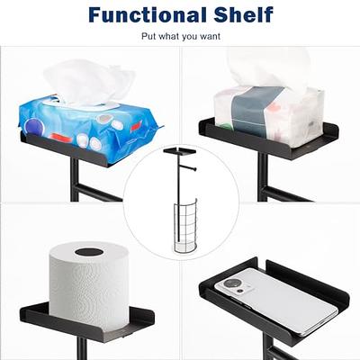 NearMoon Toilet Paper Holder Freestanding with Shelf, Metal Tissue Roll  Holder Stand with Marble Base, Toilet Paper Roll Holder with Wipes Storage,  Essential Bathroom Accessories (Black) - Yahoo Shopping