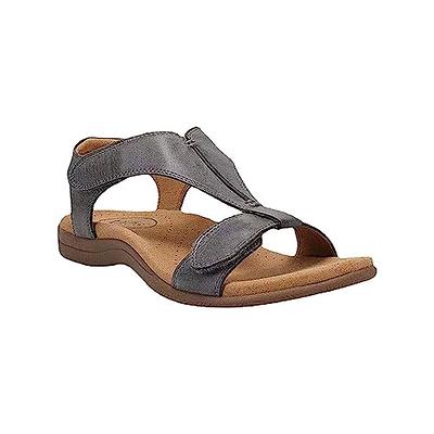  YLULEFFA Sandals for women - Womens Comfortable Cute Flat  Thong Sandals - Women's Summer Sandal Shoes with Adjustable Ankle Buckle  T-Strap Brown Size 6