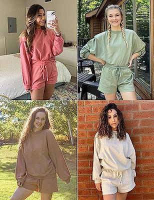 MEROKEETY Women's 2023 Fall Oversized Batwing Sleeve Lounge Sets