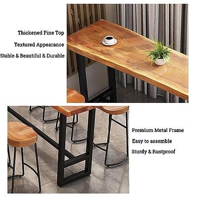 Solid Wood Bar Table,Modern Bar Height Table with Footrest,Rectangular Pub Tables  Tall Counter Height Table,Live Edge Dining Table Kitchen Table,Only Table(55.1  L x 13.8 W x 41.3 H, Natura) - Yahoo Shopping