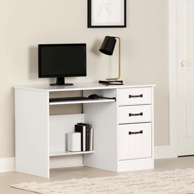 South Shore Axess Computer Desk with Hutch (Color: Pure White)