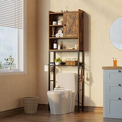 Costway Bathroom 4-Tier Over the Toilet Storage Rack Freestanding Organizer  Rustic Brown