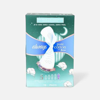 2-Pack Always Pure Cotton (Size 5) Pads Extra Heavy Overnight Flex Wings 18  Ct