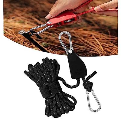 Hikeman Camping Rope with Ratchet Pulley,Quick Setup Outdoor Guy Lines  Adjustable Tent Tie Downs Rope Hanger for Canopy,Kayak and Canoe,Grow Light