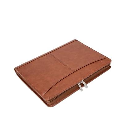 Geslun Leather Portfolio Zippered, Vegan Leather Padfolio with Exterior  Pocket and 2 Notebook Holders Folder Organizer Business Document Gift for  Women/Men, Brown - Yahoo Shopping