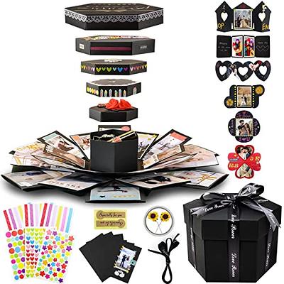 Surprise Explosion Gift Box, Hexagon 5 Layer 6 Sided Innovative DIY Photo  Album Paper Birthday Gift Photo Album Memory Scrapbook, Wedding Box (Black)