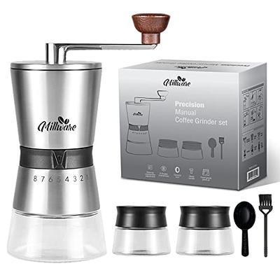 Hand Ground Precision Manual Coffee Bean Grinder Stainless Steel with Ceramic Burrs Coffee Grinder Manual,Household Outdoor Portable Espresso Grinder