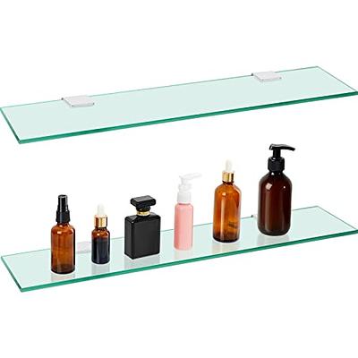 Dropship Glass Shelf For Bathroom 15.7 In Bathroom Shelves With Towel Bar  Tempered Glass Shelves With 4 Removable Hooks For Wall(2 Tier) to Sell  Online at a Lower Price