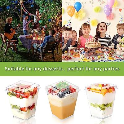 HawHawToys 60 Pack 3 OZ Dessert Cups with Lids and Spoons, Clear Plastic  Mini Dessert Shooter Parfait Cups for Party Desserts,Appetizers Serving  (60) - Yahoo Shopping