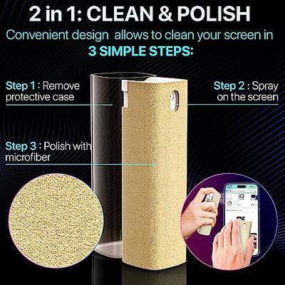 Screen Cleaner, 3-in-1 Portable Touchscreen Mist Cleaner Spray & Microfiber  Cloth, Fingerprint-Proof Spray and Wipe Cleaner for Phone, Laptop, Tablet  and More 