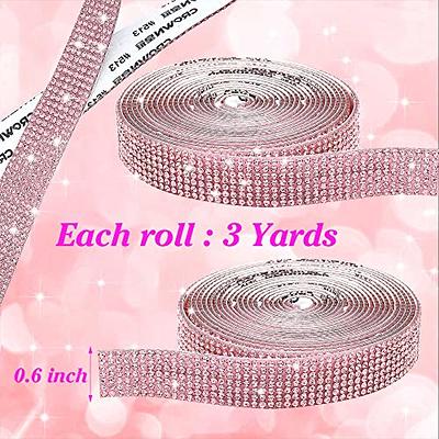 GUGANEL Self Adhesive Pink Crystal Rhinestone Ribbon Strips