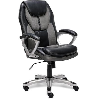 Serta SitTrue Ridgefield Ergonomic MeshVegan Leather High Back Task Chair  GrayBlack - Office Depot