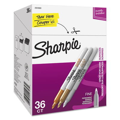 Sharpie Permanent Marker, Fine Tip, Metallic Silver, 36/Pack