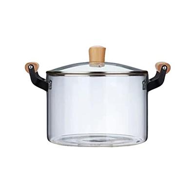 Glass Sauce Pot, With Cover And Handles, Transparent Glass