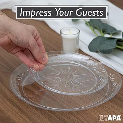 Ilyapa 100 Pack 7 Inch Disposable Dessert Plates, Plastic Clear