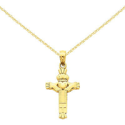 Primal Gold 14 Karat Yellow Gold 21 In Heart Charm with 18-inch Cable Rope  Chain - Yahoo Shopping