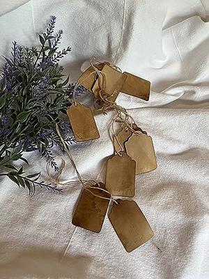 Tea-stained hang tags. Set of 60 small paper tags with strings