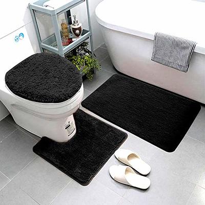 3 Piece Bathroom Rugs Set Microfiber Plush Bath Rug Non Slip