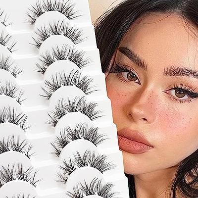 Losha Lashes Natural Look Manga Lashes with Clear Band Wispy False Eyelashes  10 Pairs Spiky Asian Eye Lashes Pack Lightweight Anime Fake Eyelashes for  Korean Cosplay Makeup (Girls Group) 