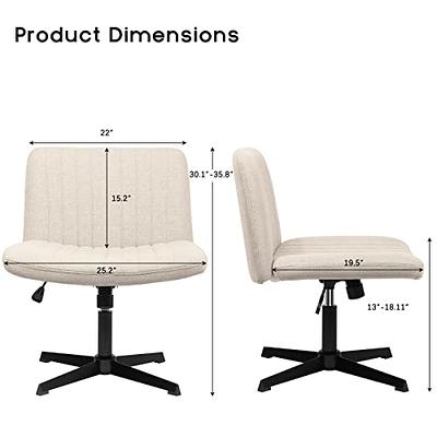 PUKAMI Armless Office Desk Chair No Wheels,Fabric Padded Modern  Swivel,Height Adjustable Wide Seat Computer Task Vanity Chair for Home  Office,Mid Back