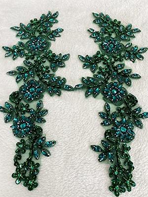 Blue Embroidered Beaded Trim