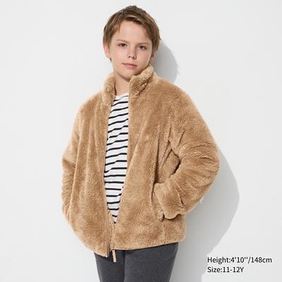 Kid's Fluffy Yarn Fleece Full-Zip Jacket, Beige, 9-10Y