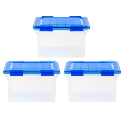 Set of 4 Large Storage Containers 105 Quart Clear Plastic Totes Latching  Lids