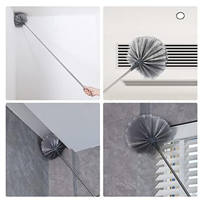 LOMID Microfiber Duster with Extension Pole(Stainless Steel), Extra Long  100 inches, with Bendable Head, Extendable Duster for Cleaning High Ceiling