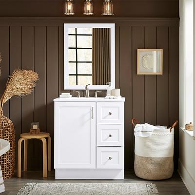 Style Selections 36-in White Single Sink Bathroom Vanity with White Cultured Marble Top (Mirror Included)