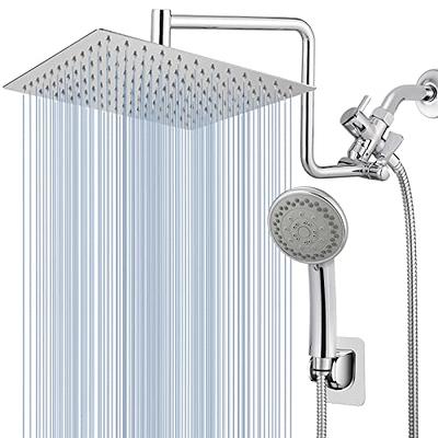 High Pressure Square Rain Shower Head Combo, Equipped with all Metal Hand  Shower, 78 Extra Long Hose, 3-Way Diverter, Adhesive Shower Head Holder  (WOSAISIUS Square Shower Head Set Black) 