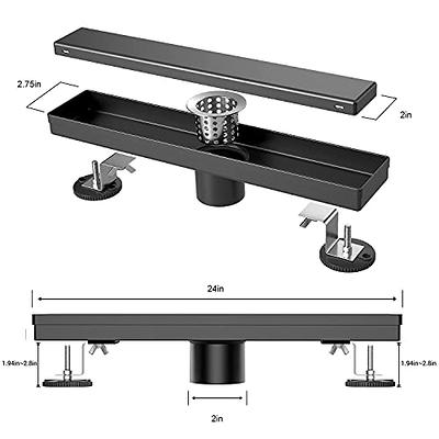 Elefloom Linear Shower Drain, Shower Drain 36 inch with 2-in-1 Tile Insert  Cover, Brushed AISI 304 Stainless Steel Shower Floor Drain, Shower Drain