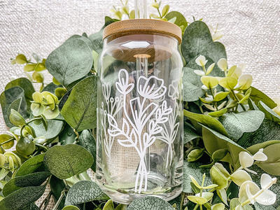 Boho Flowers Retro 16Oz Glass Soda Can Reusable Cup With Bamboo Top & Straw  Beer Iced Coffee Gift For Her - Yahoo Shopping