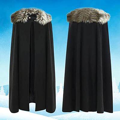 Black Hooded Viking Cloak or Cape With Faux Fur