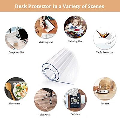 1.5mm Thick 23.6 x 47.2 Inches Clear Table Cover Protector, Desk Pad Mat,  Rectangular Plastic Table Top Protector, PVC Table Pad for Writing Desk