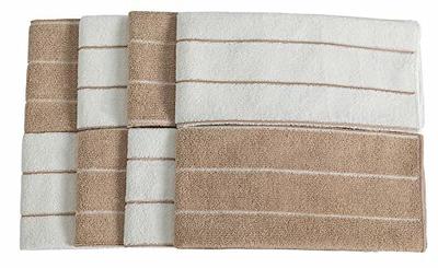 Hyer Kitchen Microfiber Dish Towels, Stripe Designed, Super Soft and Absorbent Dishcloth, Pack of 8, 12 x 12 inch, Gray and White