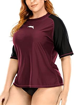 Halcurt Womens Rash Guard Short Sleeve Swimsuit Diving Shirt Swim Top  Burgundy XL - Yahoo Shopping