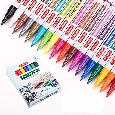 ZEYAR Dual Tip Acrylic Paint Pen Metallic Colors, Board and Extra Fine Tips,  Patented Product, AP Certified, Waterproof Ink, Works on Rock, Wood, Glass,  Metal, Ceramic and More (12 Metallic Colors) 