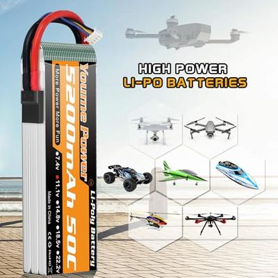 3S Battery Lipo,2 Packs 11.1V Lipo Battery 5200mAh with Tr Plug for RC  Car/Truck, Boat,Drone,Buggy,Truggy,RC Helicopter, RC Airplane,UAV, FPV  (Short)