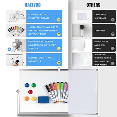 Dry Erase White Board - 12''x16'' Magnetic Large Desktop Whiteboard with  Stand, Portable Double-Sided White Board with 10 Markers, 4 Magnets, 1