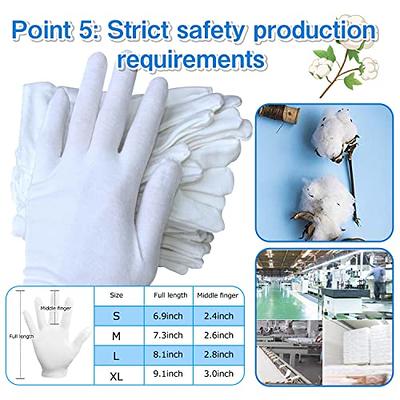 12Pairs White Cotton Gloves for Eczema and Dry Hands - Breathable Work  Glove Liners - Moisturizing SPA Soft Jewelry Inspection Gloves - Stretchy  Fit